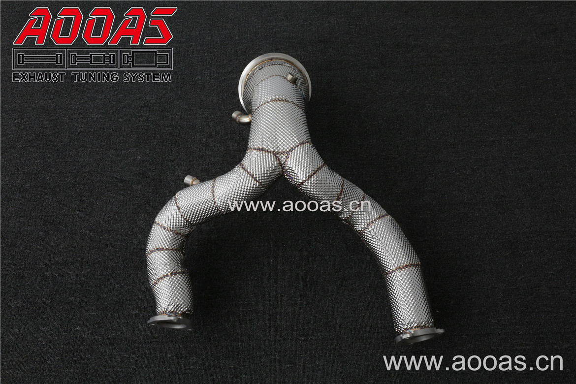 Audi A6L C8 3.0T G6 GPF     All SS304 / Cat Downpipe With Heat Shield 